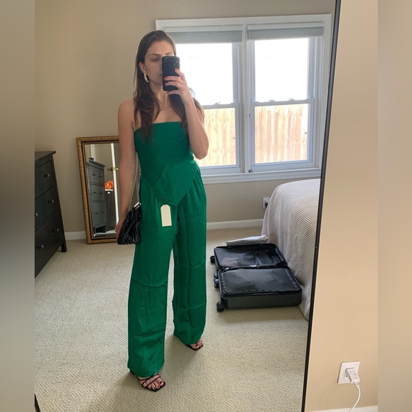 DONNI. Pants - donni simple silky pant & silky bandana set in ivy